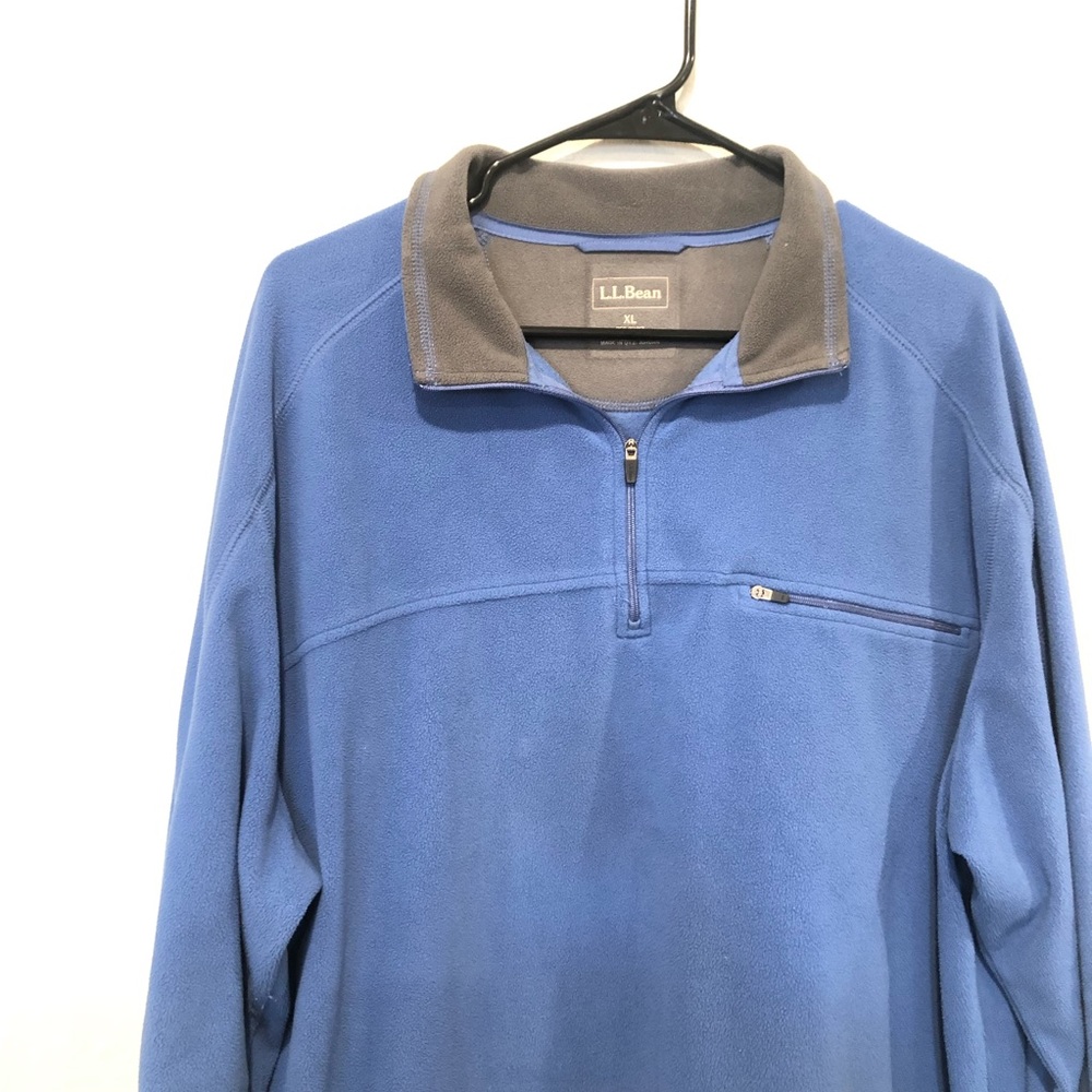 LL BEAN men’s blue fleece pullover size XL quarter zip
